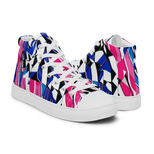 Neon Tailored Chaos on a Men's High Top Canvas Shoes