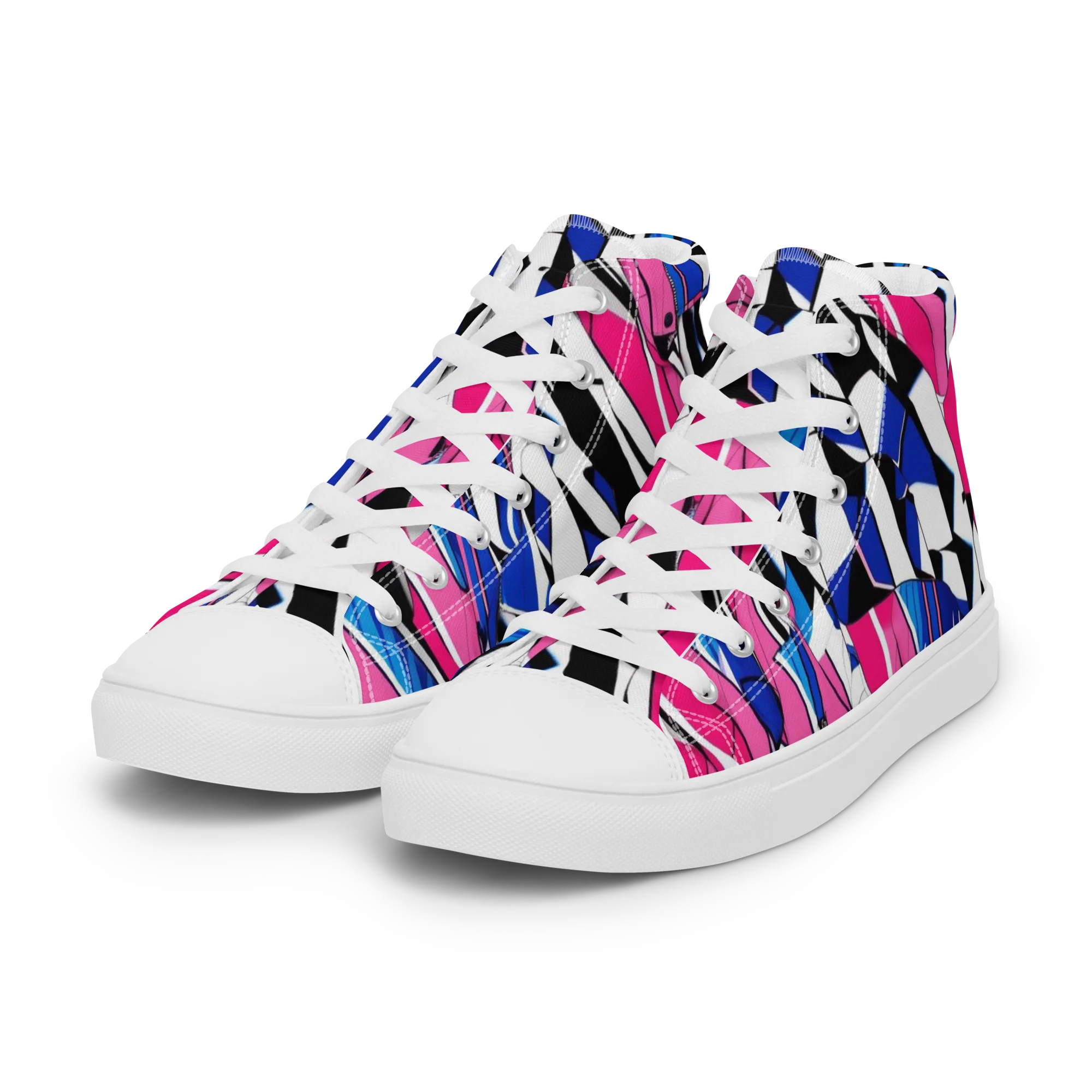 Neon Tailored Chaos on Women's High Top Canvas Shoes — Left Front
