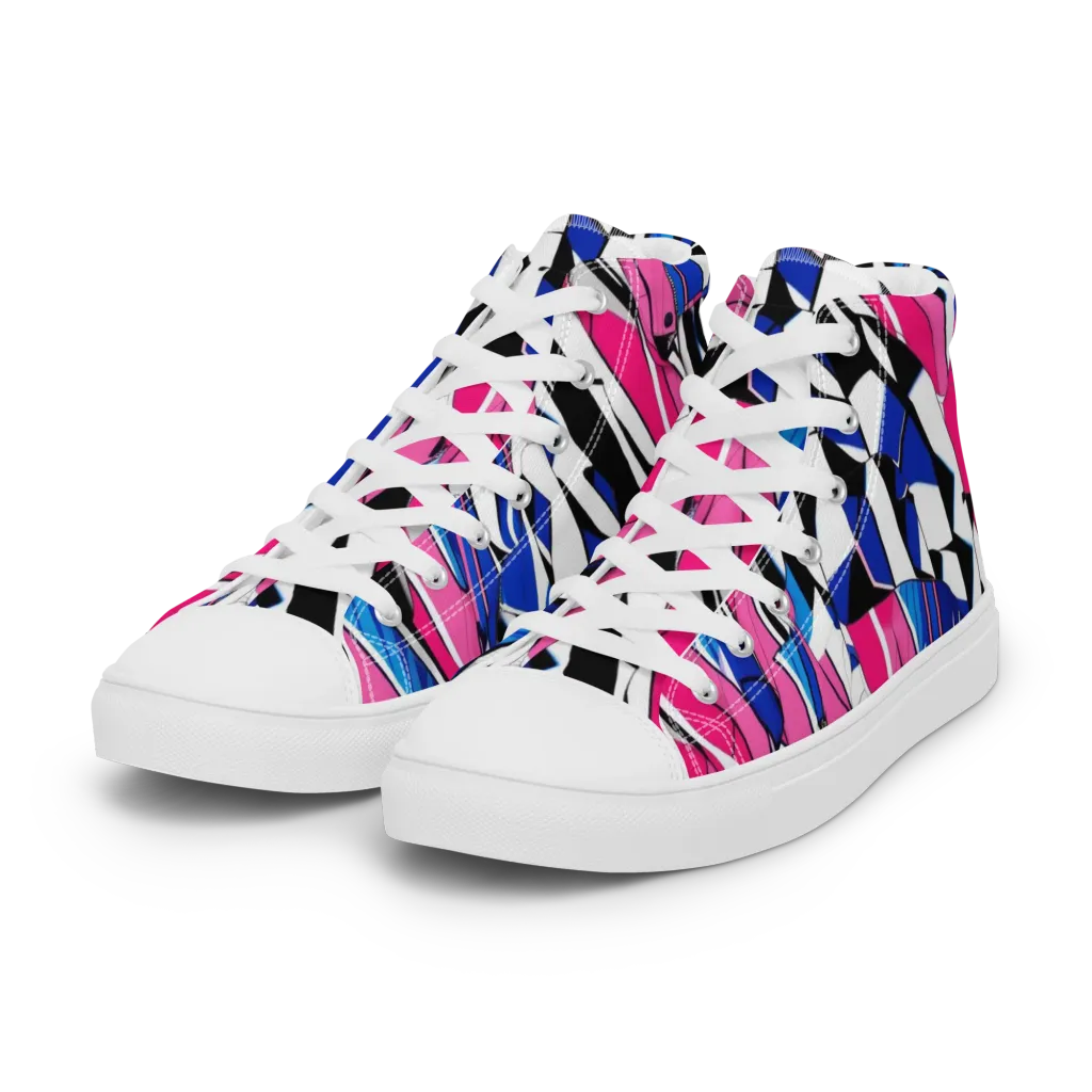 Neon Tailored Chaos on Women's High Top Canvas Shoes — Left Front