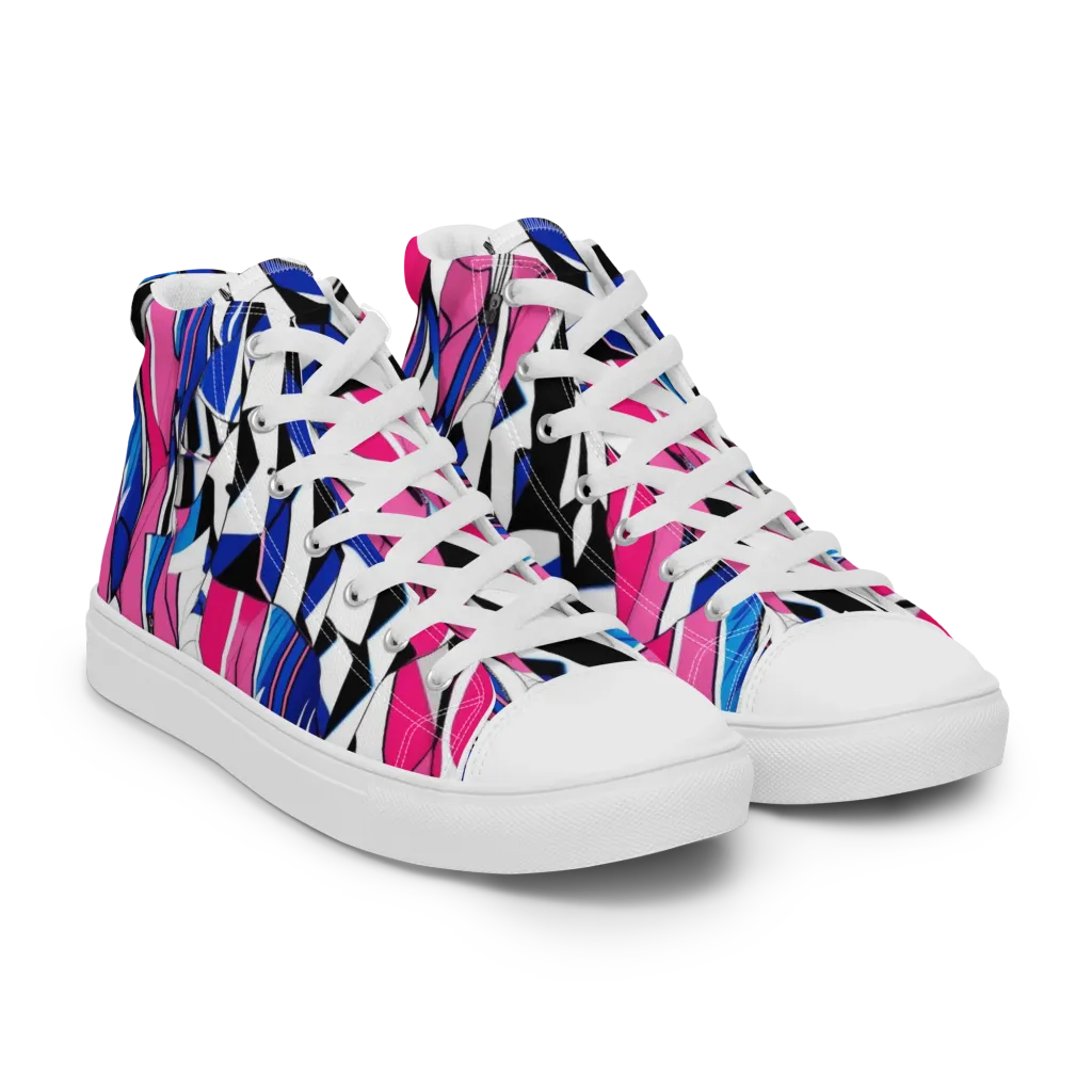 Neon Tailored Chaos on Women's High Top Canvas Shoes — Right Front