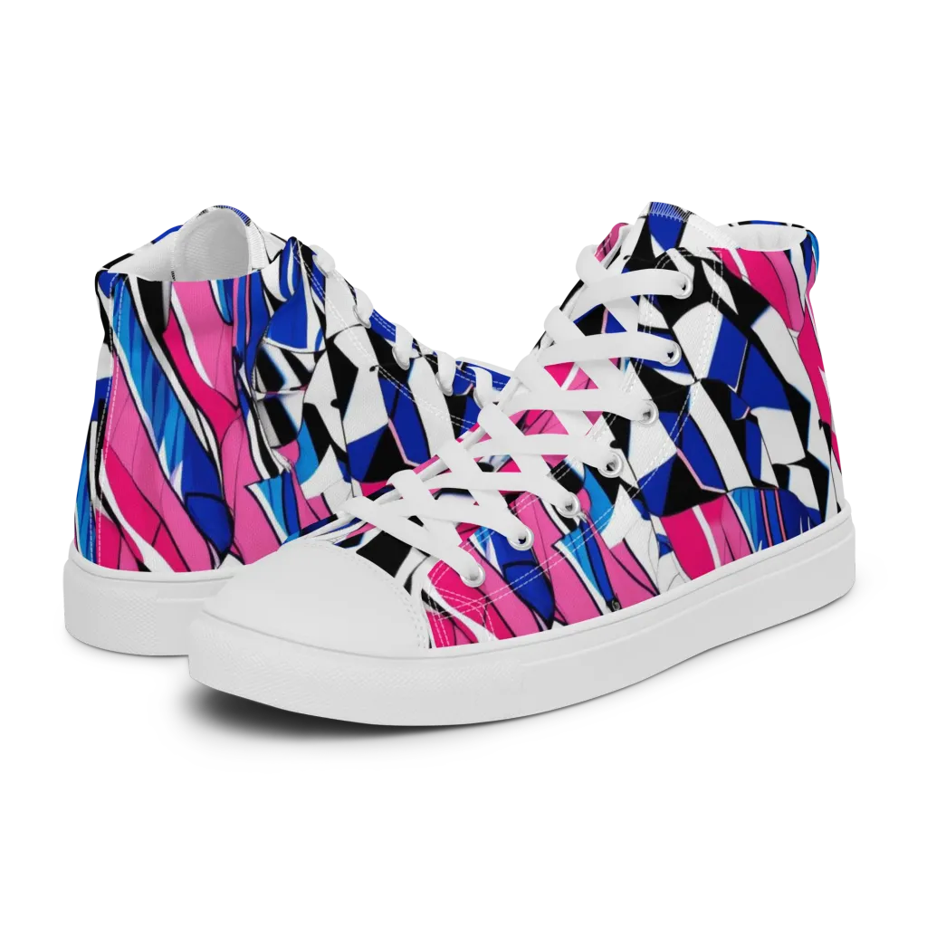 Neon Tailored Chaos on Women's High Top Canvas Shoes — Left