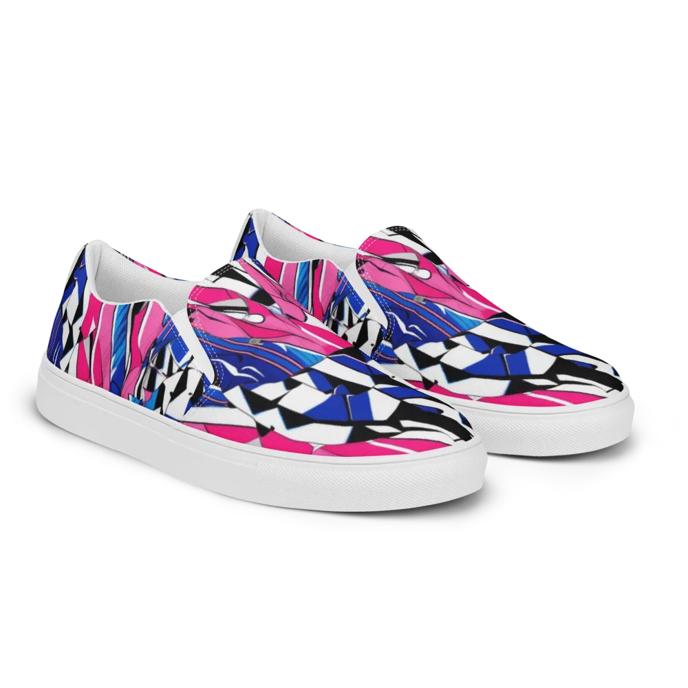 Neon Tailored Chaos on Men's Slip-On Canvas Shoes — Right Front