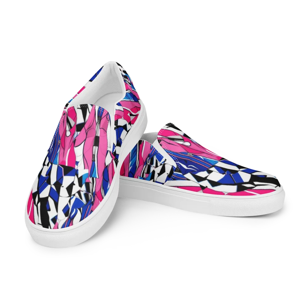 Neon Tailored Chaos on Men's Slip-On Canvas Shoes — Left Front