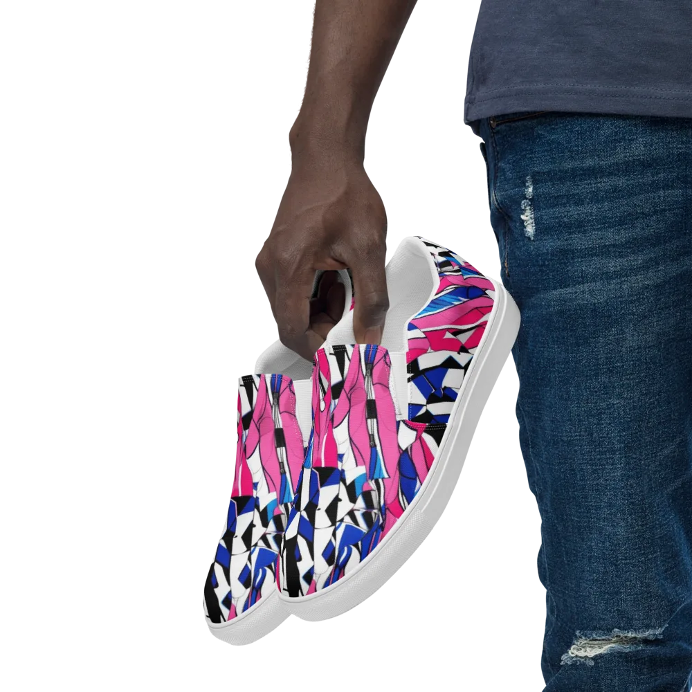 Neon Tailored Chaos on Men's Slip-On Canvas Shoes — Left Front
