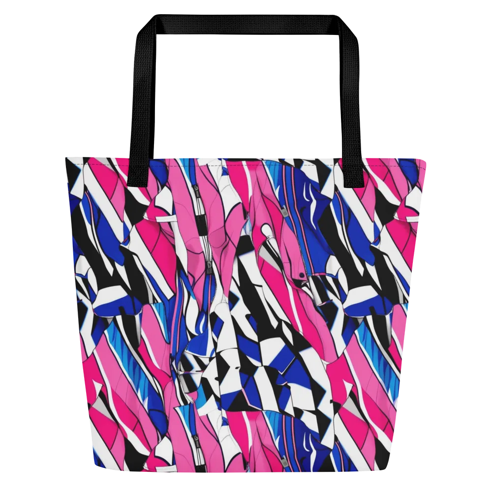 Neon Tailored Chaos on Large Tote Bag W/ Pocket — Front