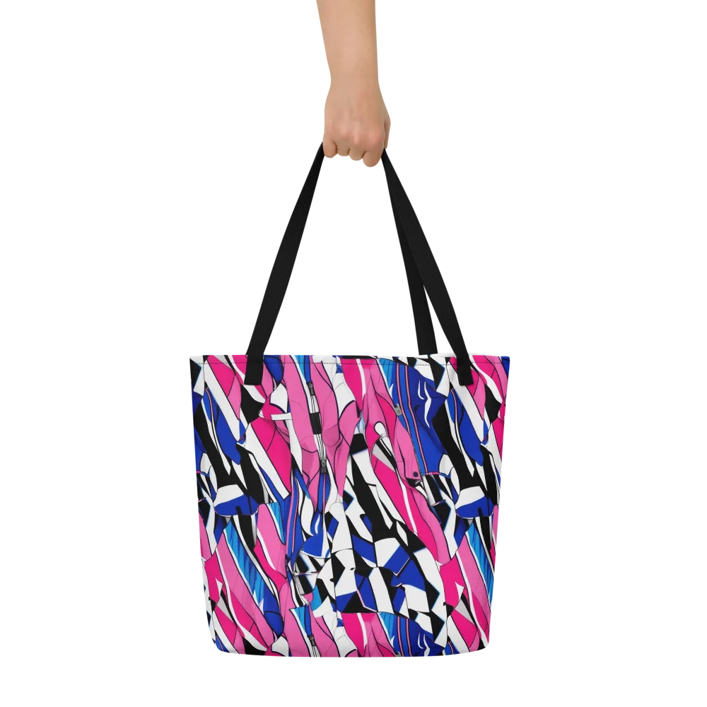 Neon Tailored Chaos on Large Tote Bag W/ Pocket — Front