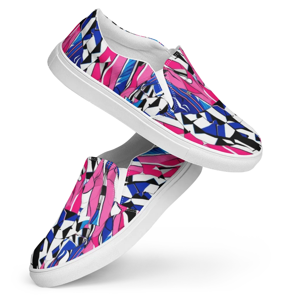 Neon Tailored Chaos on Women's Slip-On Canvas Shoes — Front