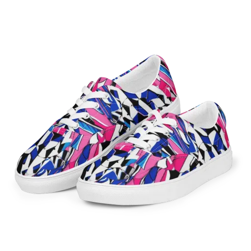 Neon Tailored Chaos on a Men's Lace-Up Canvas Shoes