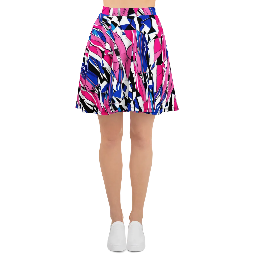 Neon Tailored Chaos on Skater Skirt — Front