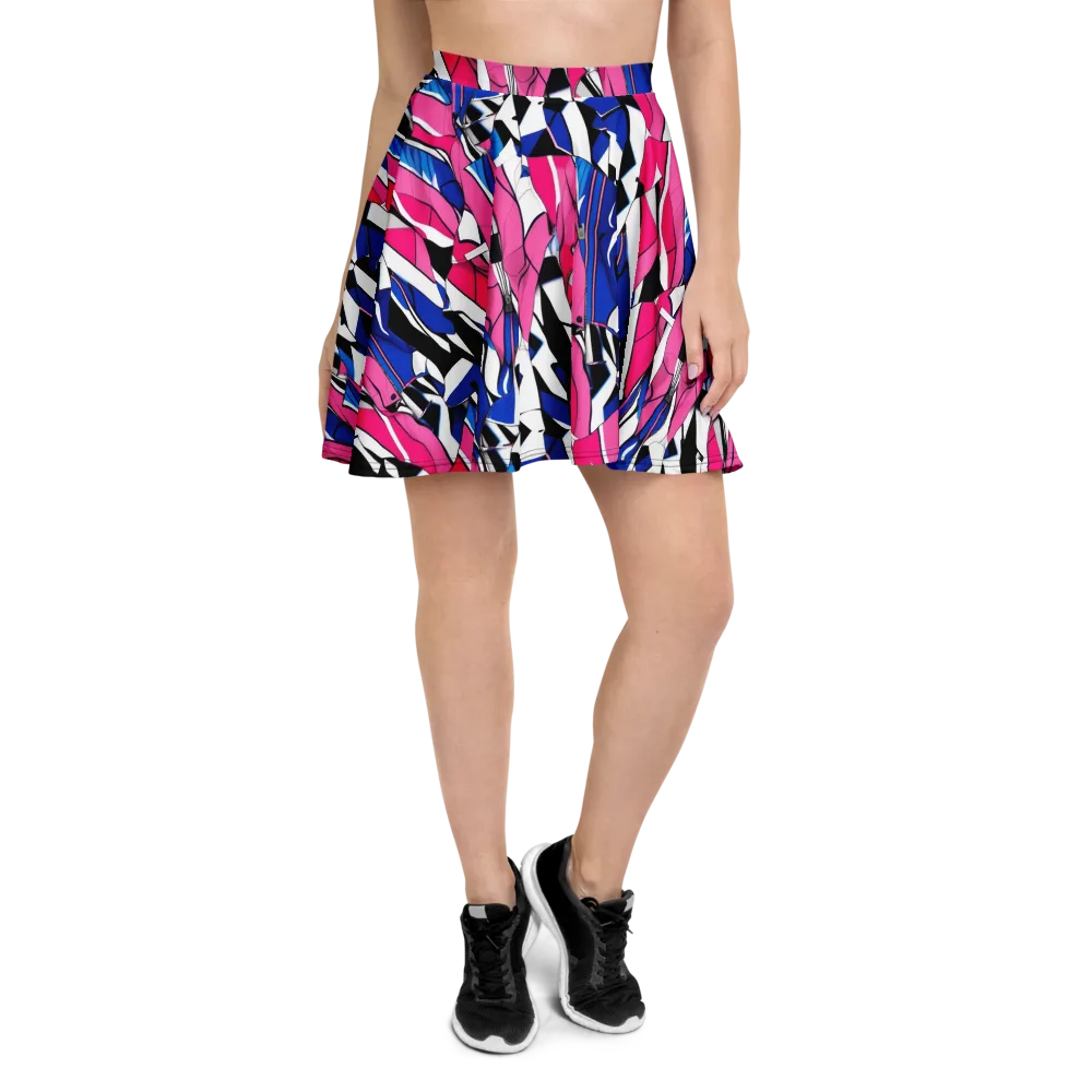 Neon Tailored Chaos on Skater Skirt — Front