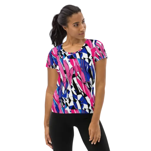 Neon Tailored Chaos on a Women's Athletic T-Shirt