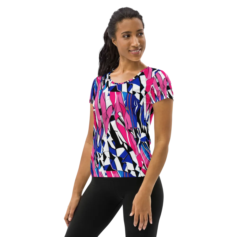 Neon Tailored Chaos on Women's Athletic T-Shirt — Left