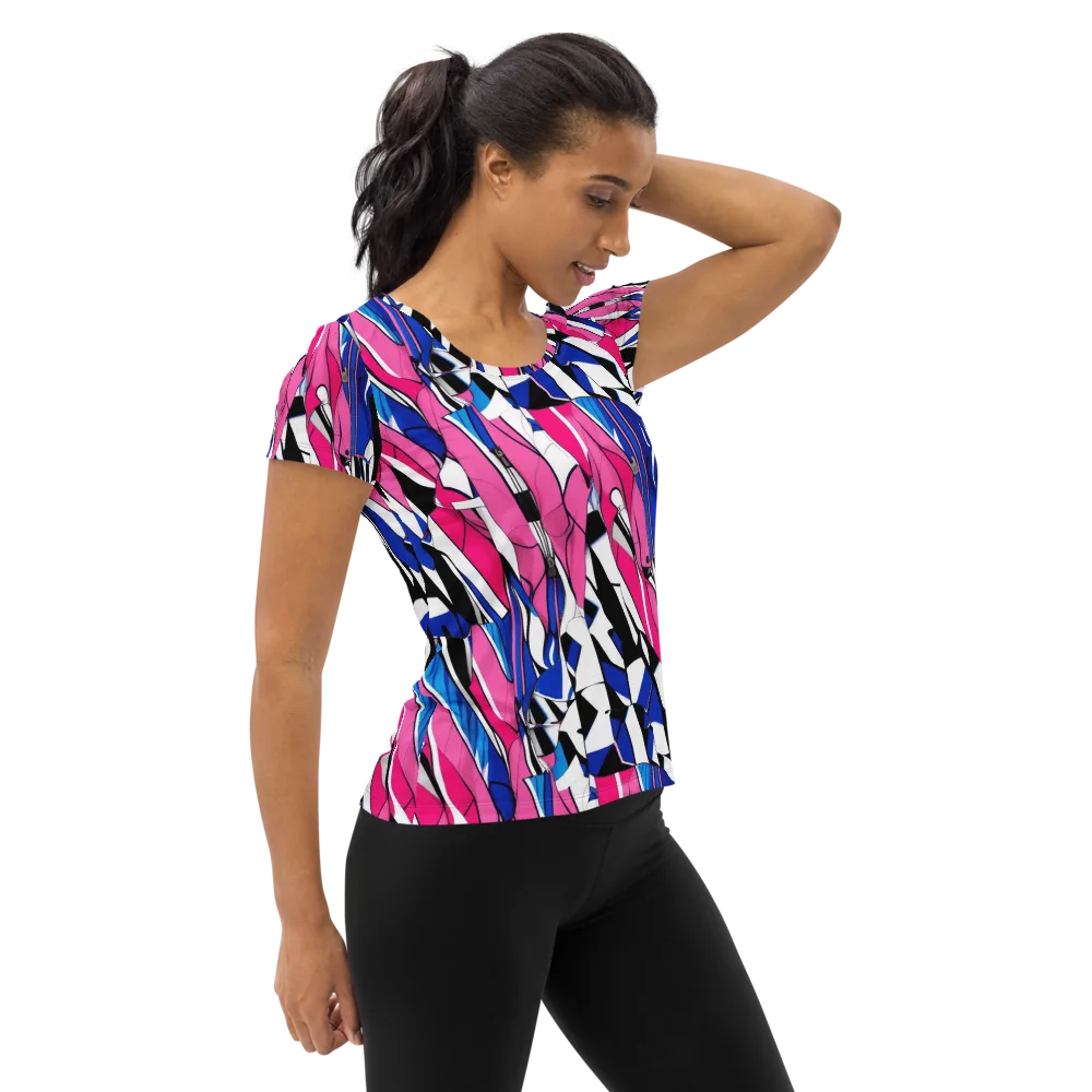 Neon Tailored Chaos on Women's Athletic T-Shirt — Right