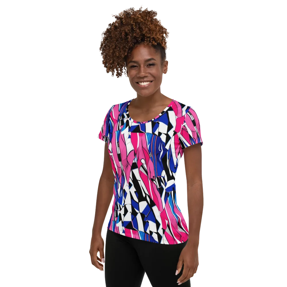Neon Tailored Chaos on Women's Athletic T-Shirt — Left