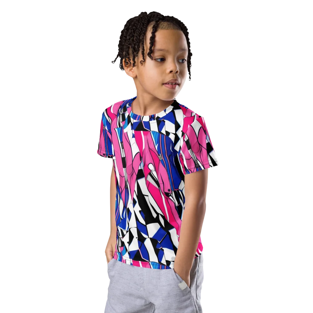 Neon Tailored Chaos on Kids Crew Neck T-Shirt — Left Front