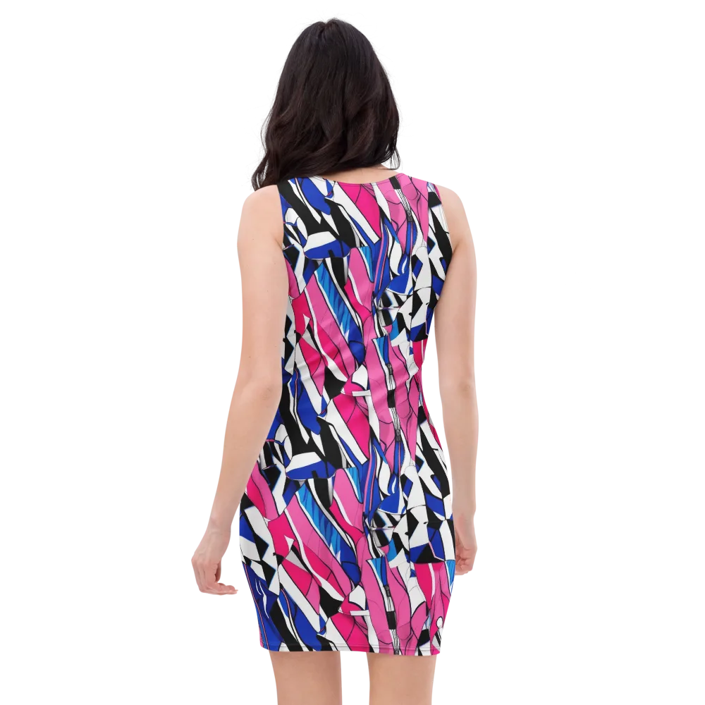 Neon Tailored Chaos on Bodycon Dress — Back