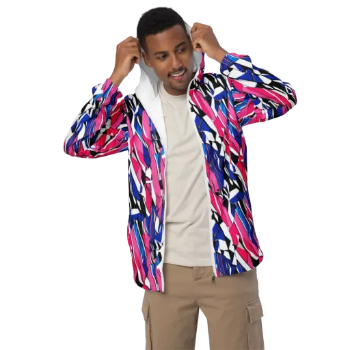 Neon Tailored Chaos on a Men's Windbreaker