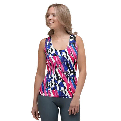 Neon Tailored Chaos on a Women's Tank Top
