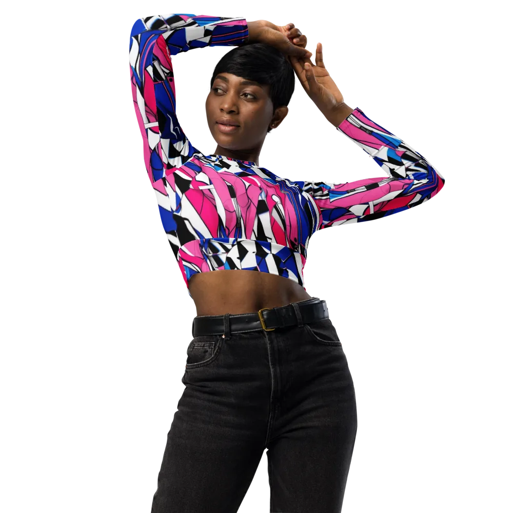 Neon Tailored Chaos on Long Sleeve Crop Top — Front
