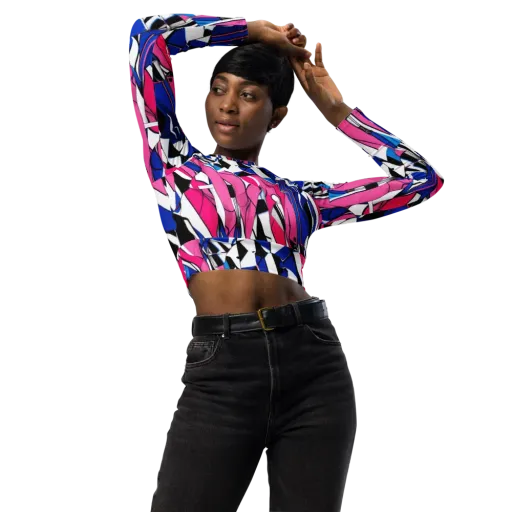 Neon Tailored Chaos on a Long Sleeve Crop Top