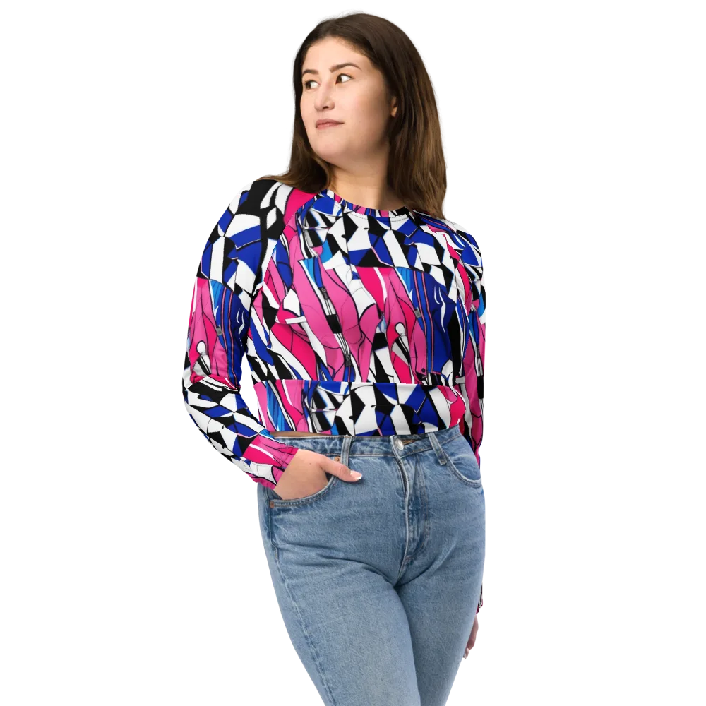 Neon Tailored Chaos on Long Sleeve Crop Top — Front