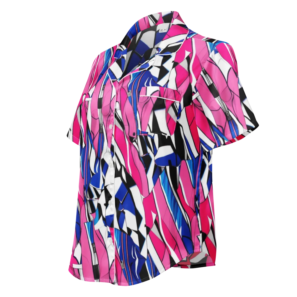 Neon Tailored Chaos on Women's Short Sleeve Pajama Top — Left Front