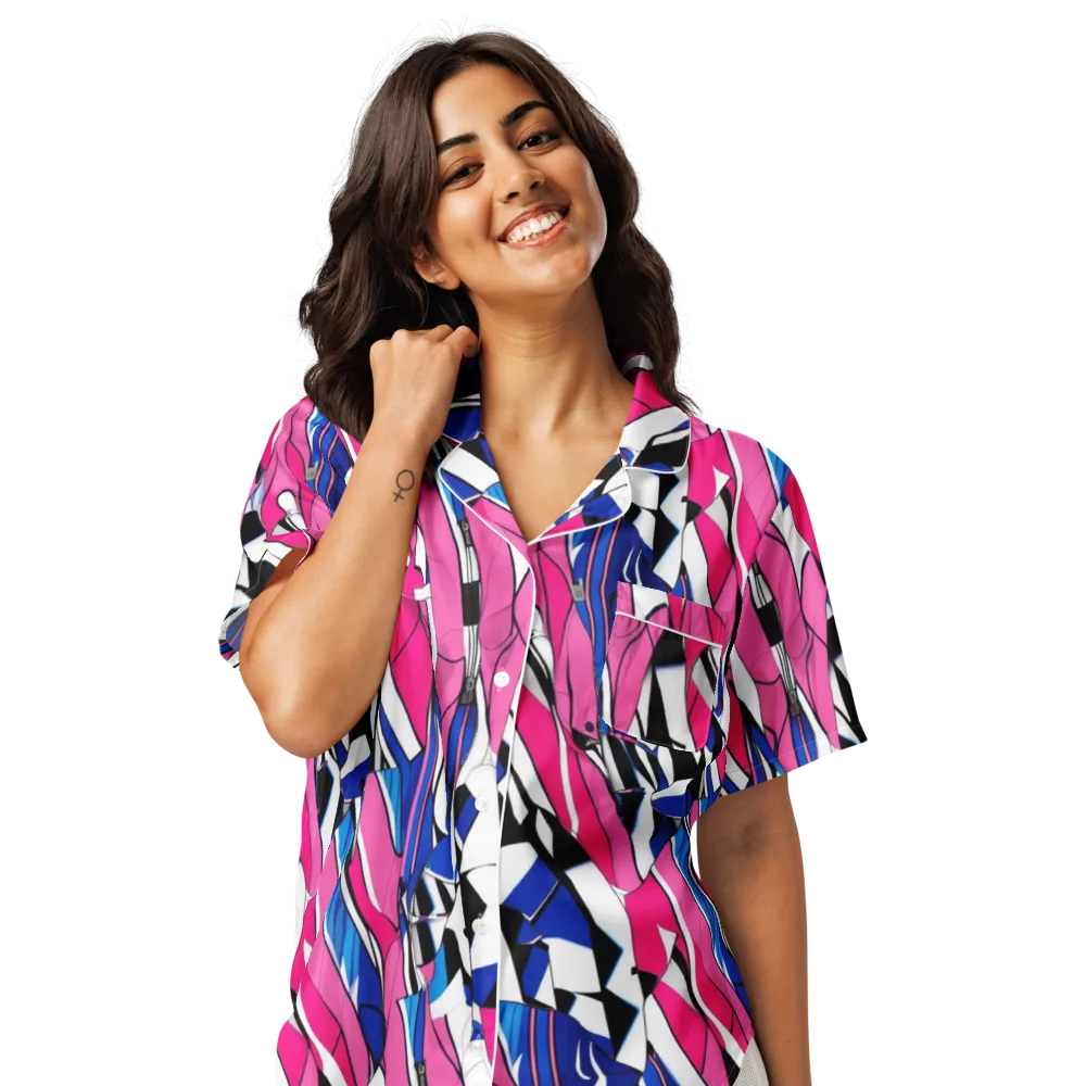 Neon Tailored Chaos on Women's Short Sleeve Pajama Top — Front