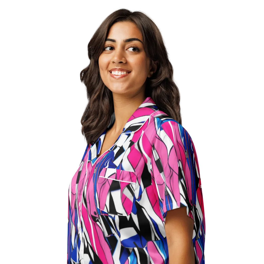 Neon Tailored Chaos on Women's Short Sleeve Pajama Top — Left Front