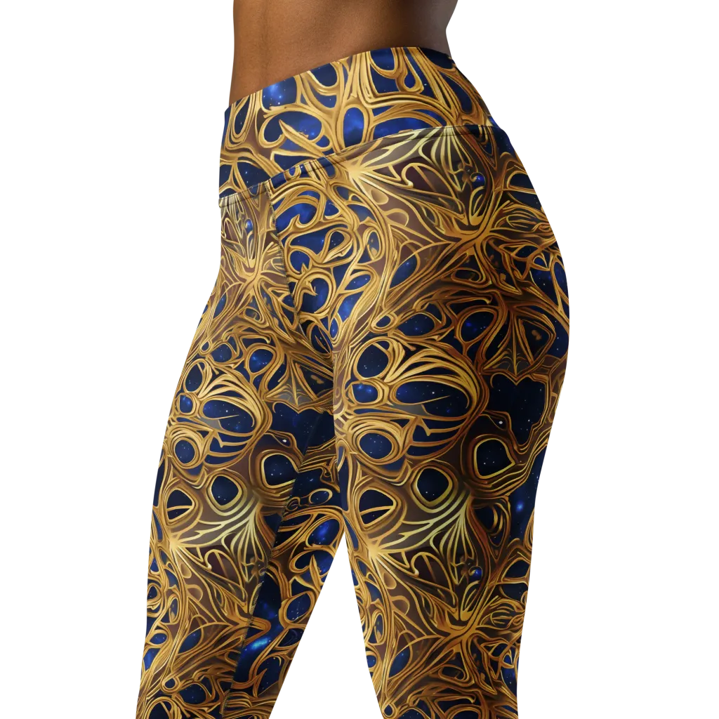 Astral Filigree on Yoga Leggings — Left Front