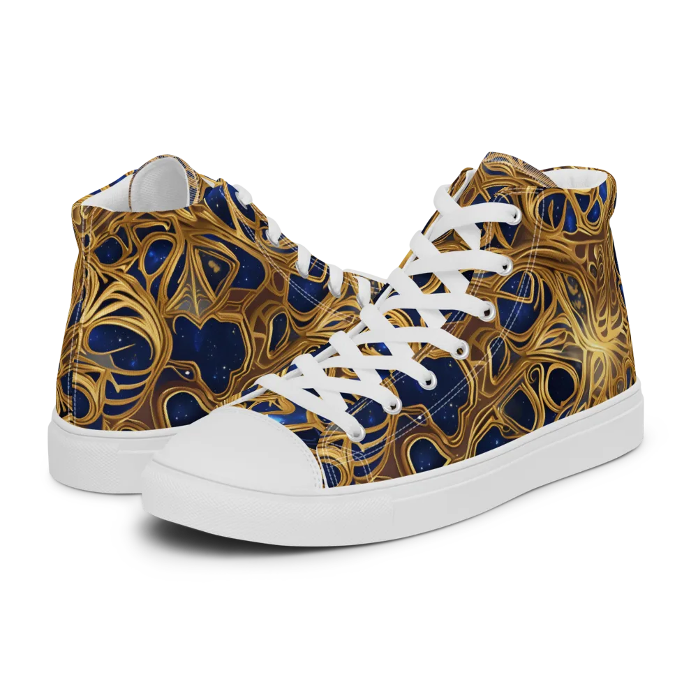Astral Filigree on Men's High Top Canvas Shoes — Left