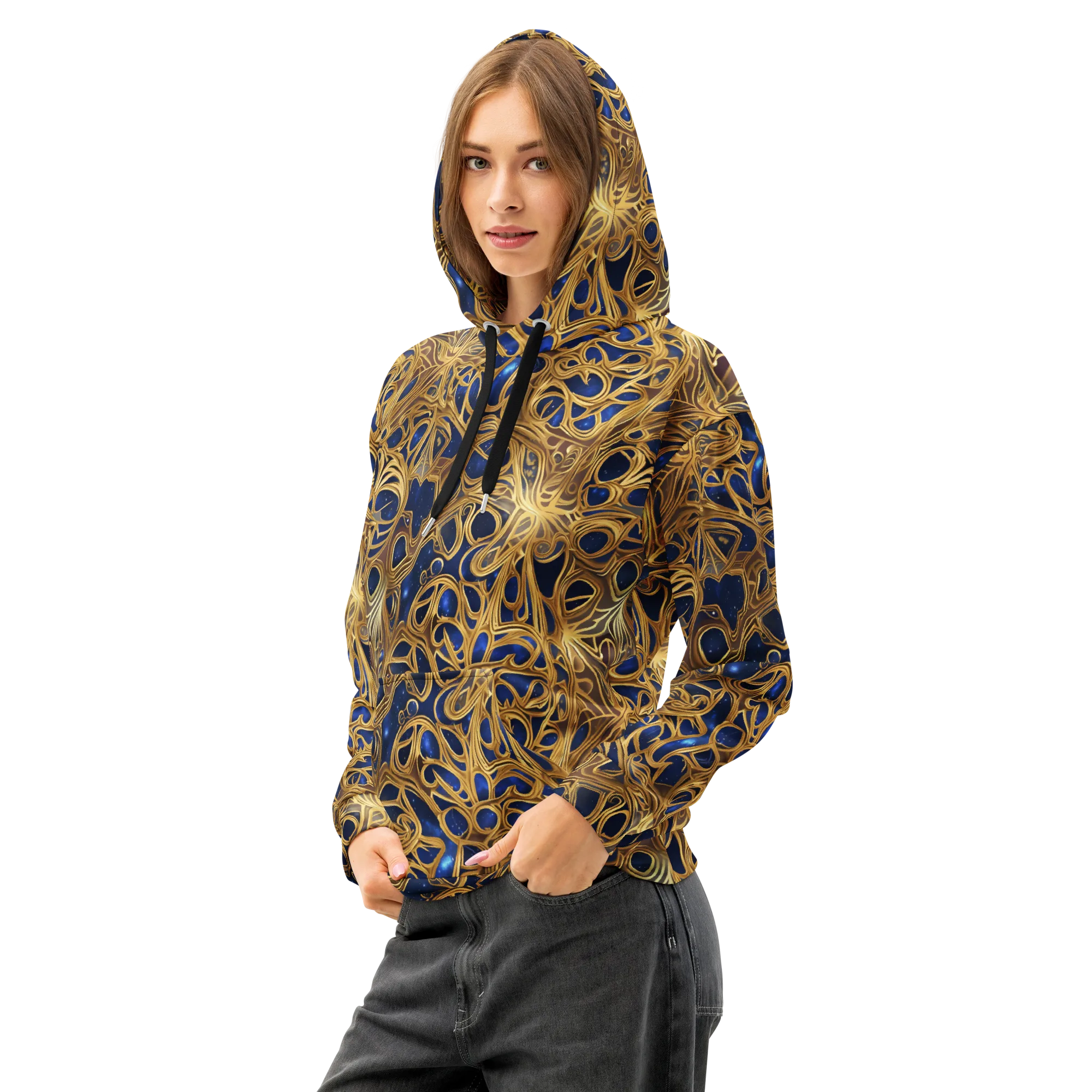 Astral Filigree on Cotton Hoodie — Left Front