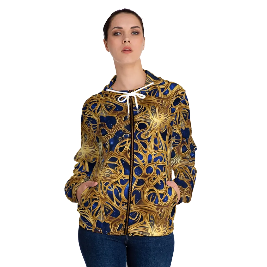 Astral Filigree on Women's Full-Zip Hoodie — Front On Person