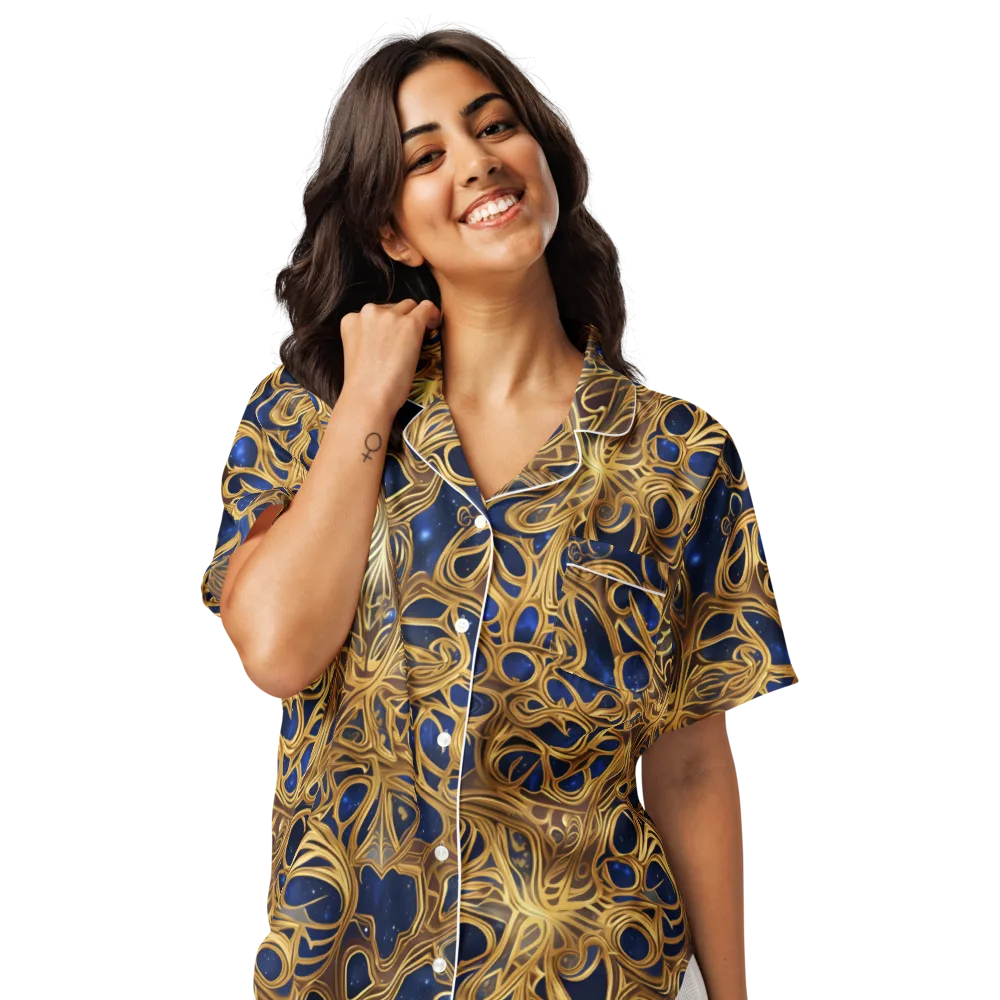 Astral Filigree on Women's Short Sleeve Pajama Top — Front