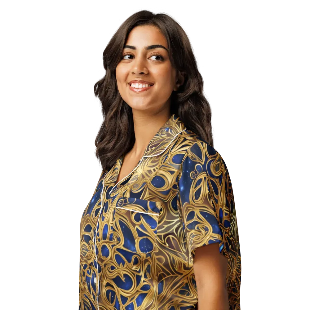 Astral Filigree on Women's Short Sleeve Pajama Top — Left Front