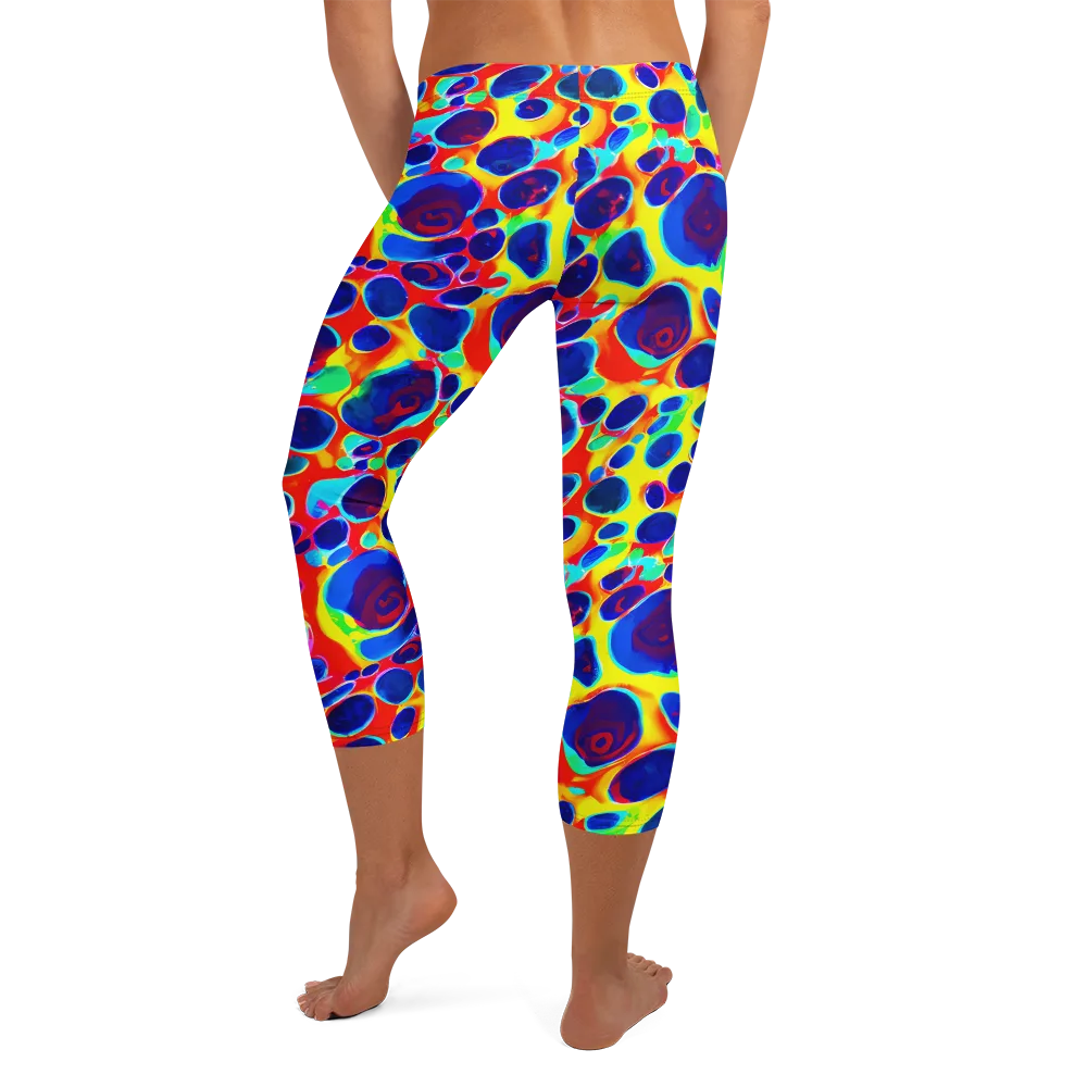 Electric Riverbed on Capri Leggings — Back
