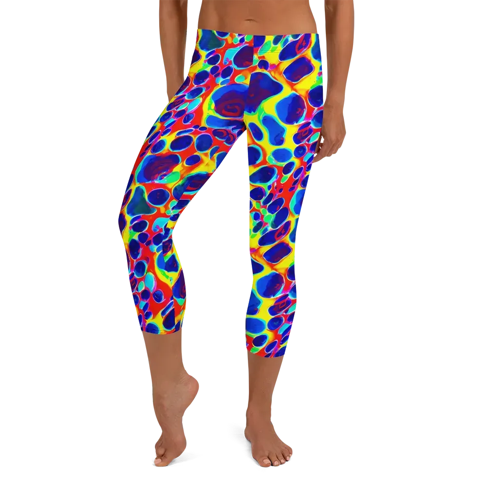 Electric Riverbed on Capri Leggings — Front