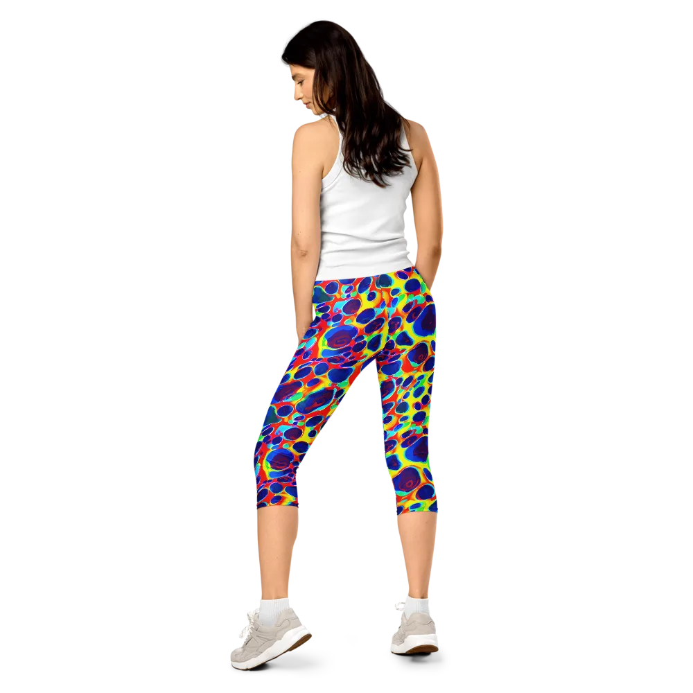Electric Riverbed on Capri Leggings — Back
