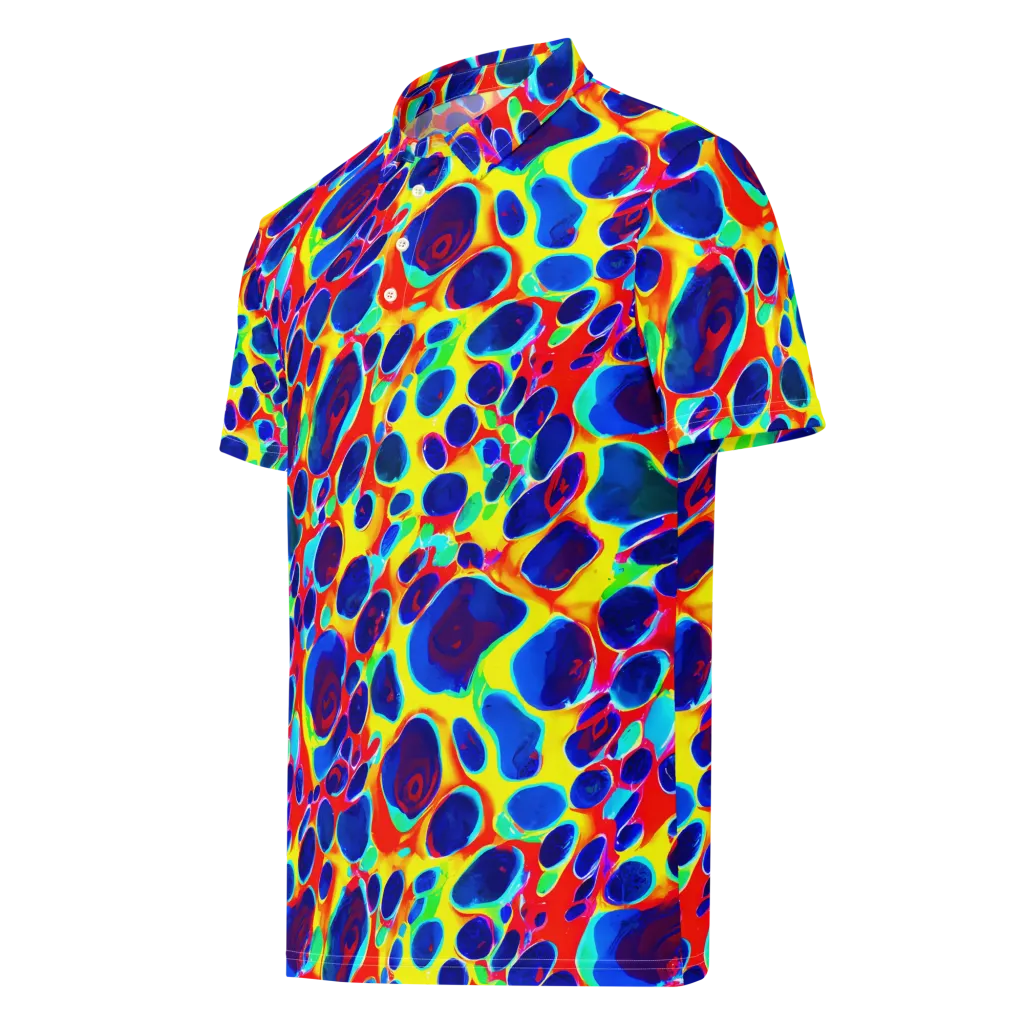 Electric Riverbed on Men's Slim Fit Polo Shirt — Left Front
