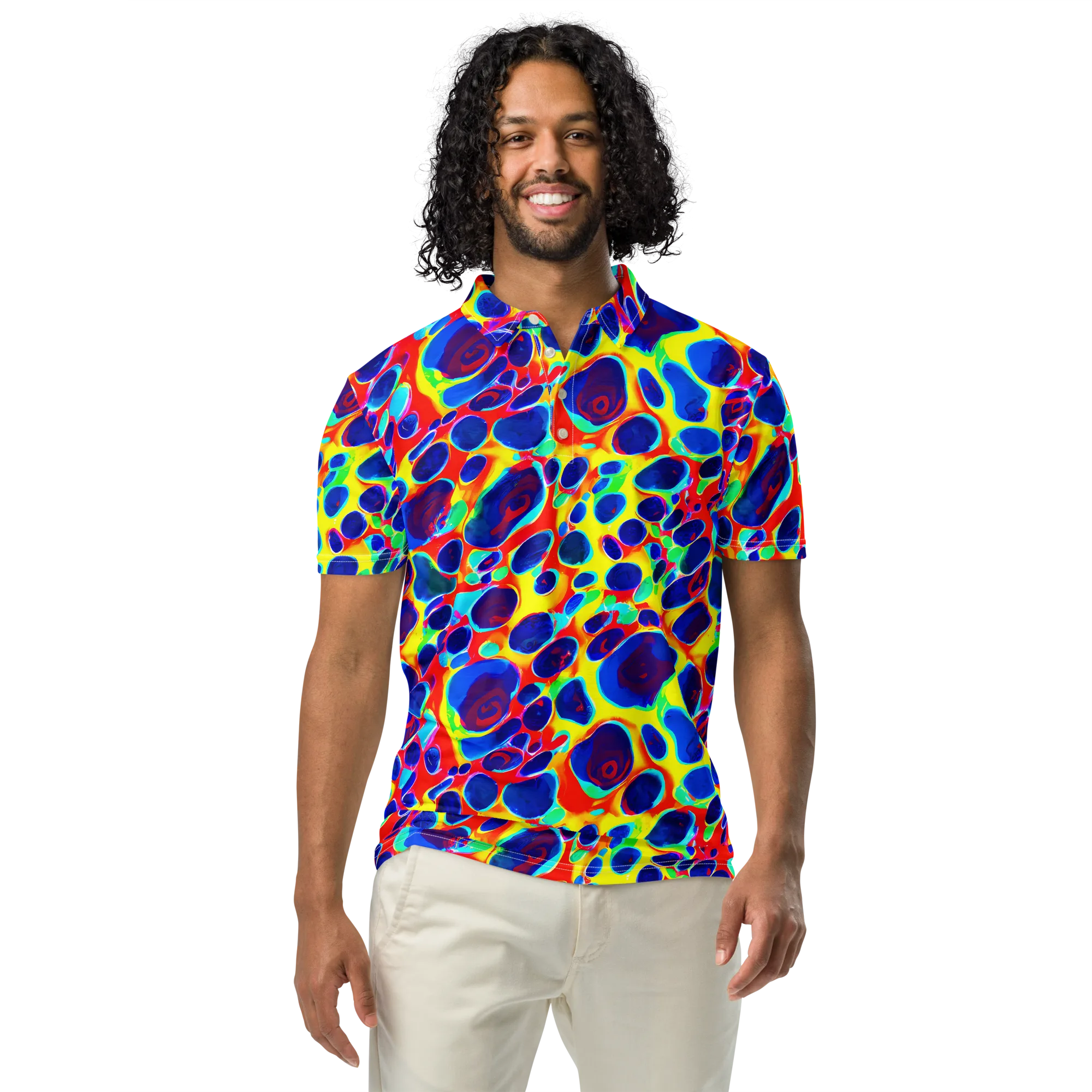Electric Riverbed on Men's Slim Fit Polo Shirt — Front