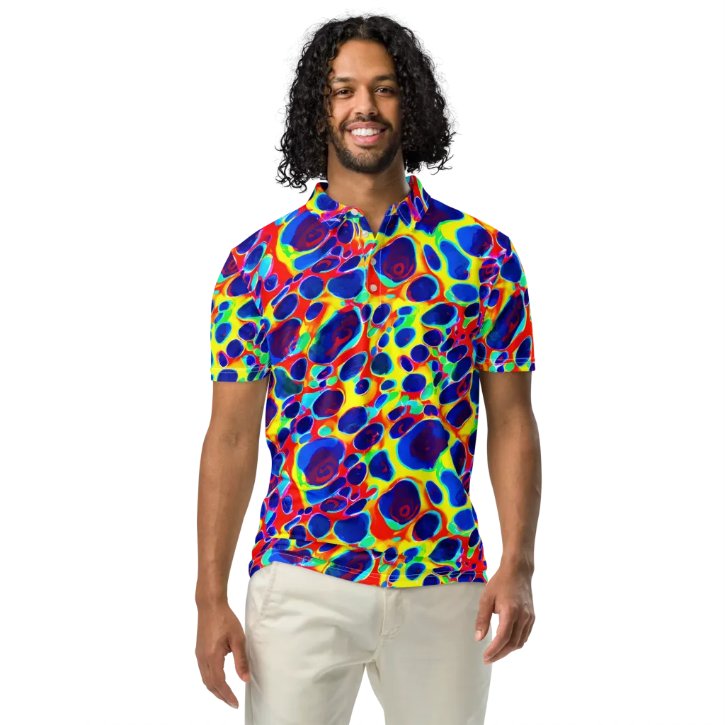 Electric Riverbed on Men's Slim Fit Polo Shirt — Front