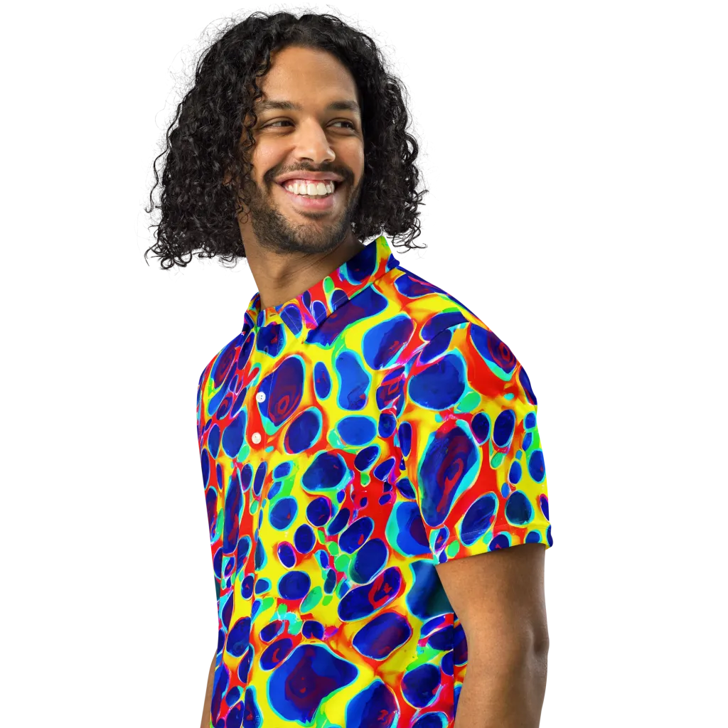 Electric Riverbed on Men's Slim Fit Polo Shirt — Left Front