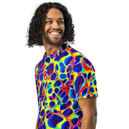 Electric Riverbed on a Men's Slim Fit Polo Shirt