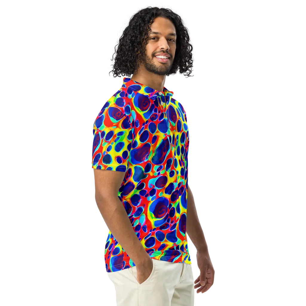Electric Riverbed on Men's Slim Fit Polo Shirt — Right Front