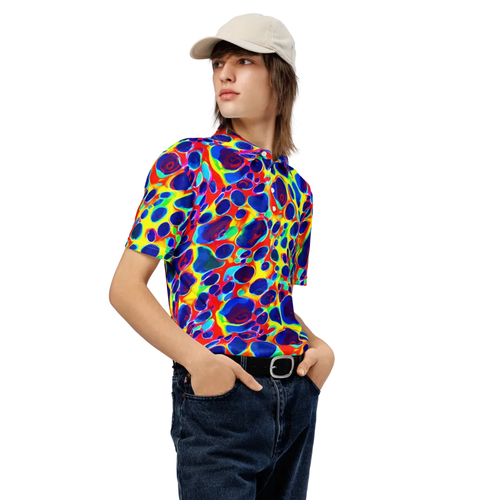 Electric Riverbed on Men's Slim Fit Polo Shirt — Right Front