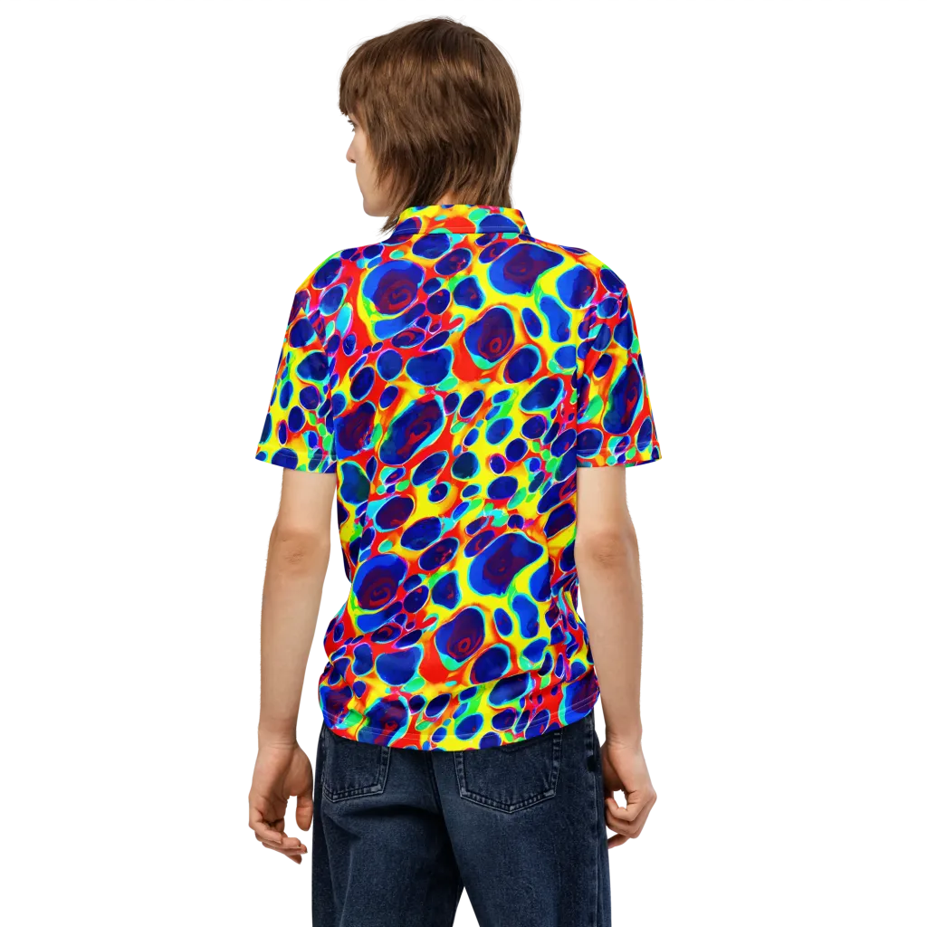 Electric Riverbed on Men's Slim Fit Polo Shirt — Back