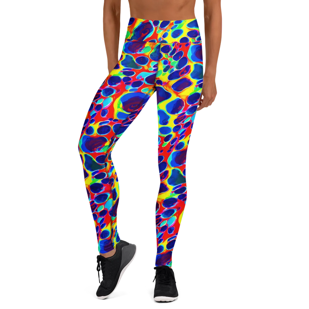 Electric Riverbed on Yoga Leggings — Front