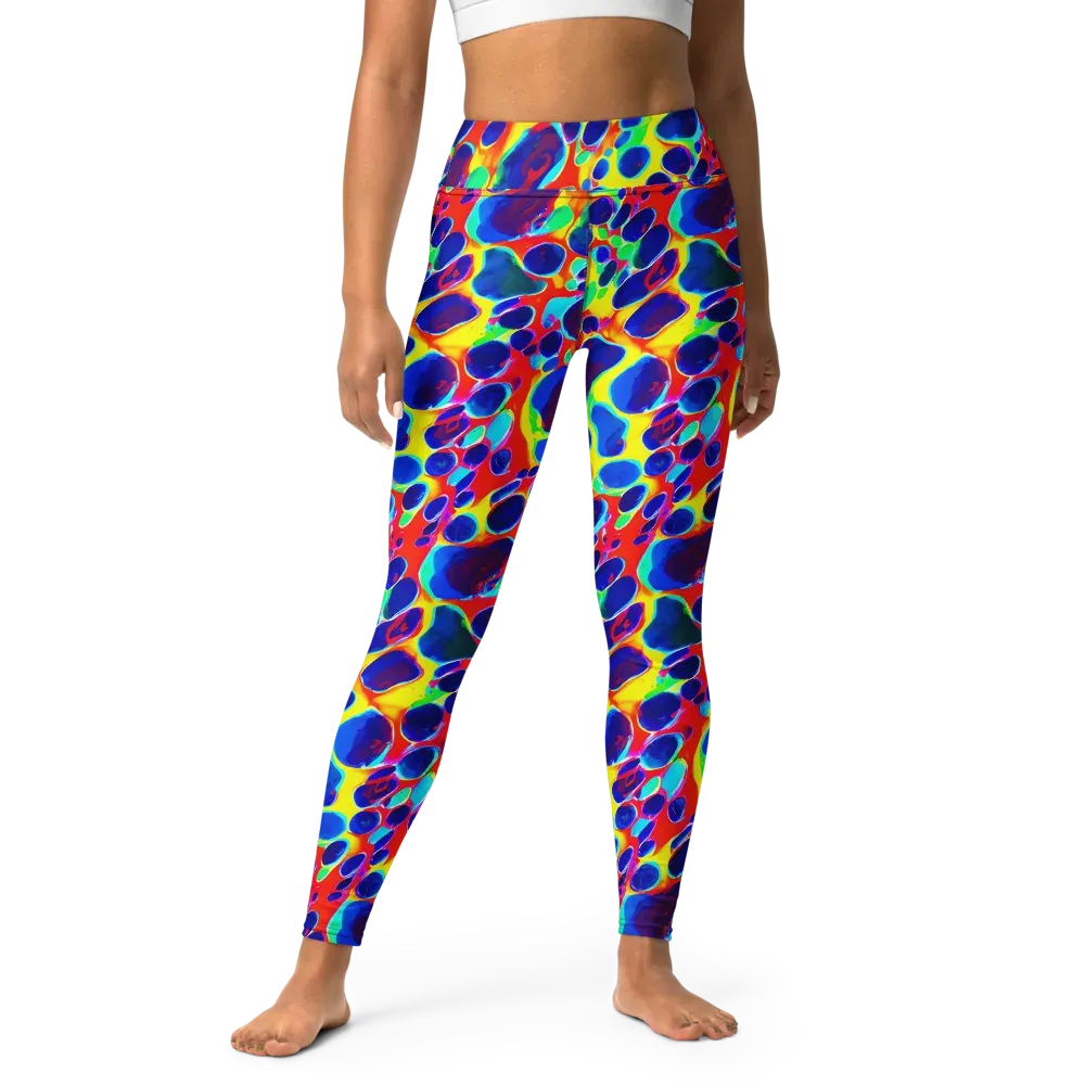 Electric Riverbed on Yoga Leggings — Front