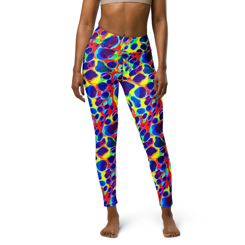 Electric Riverbed on Yoga Leggings — Front