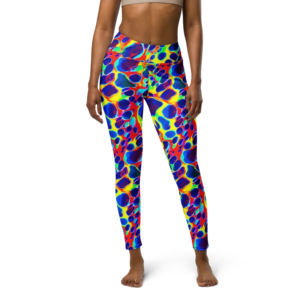 Electric Riverbed on Yoga Leggings — Front