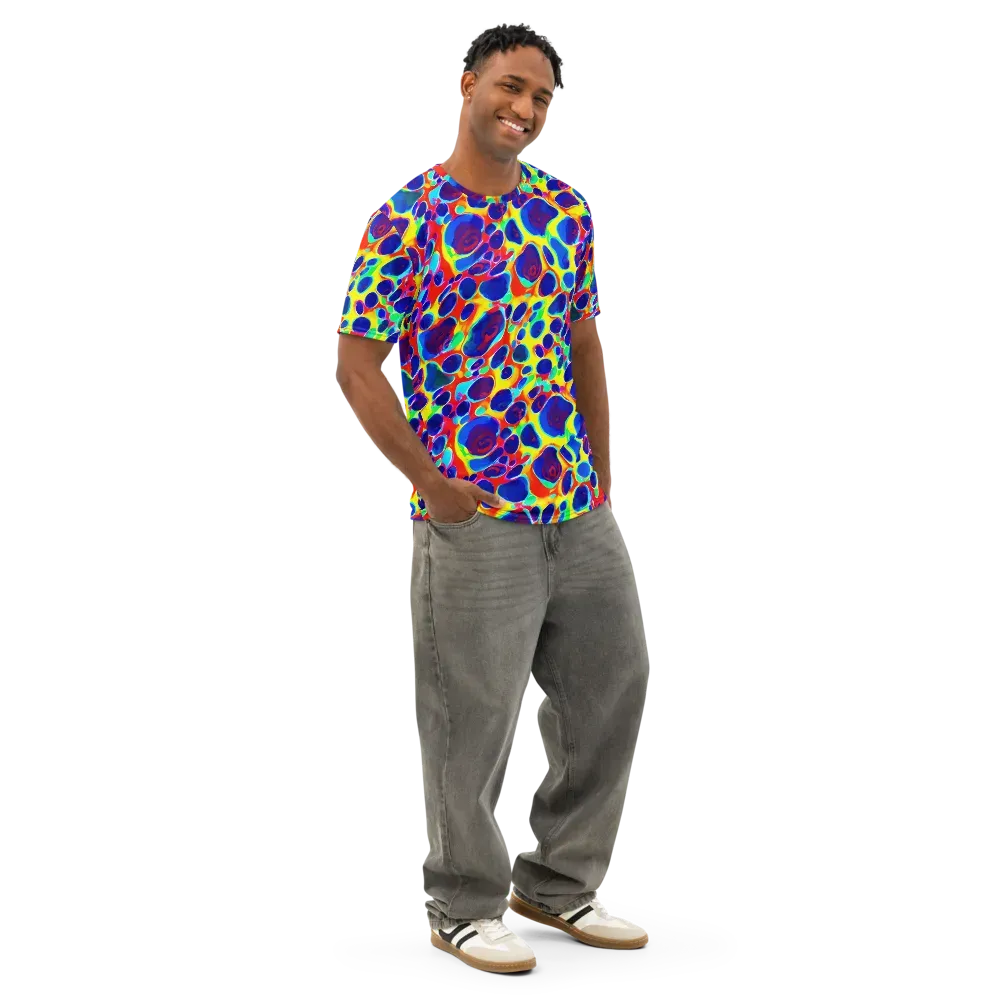 Electric Riverbed on Men's Cotton Crew Neck T-Shirt — Right Front